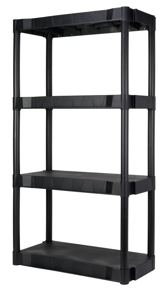 Hyper Tough Black Plastic 4-Tier 56.2" H x 30"" W x 13.8" D, 280lb Total Capacity