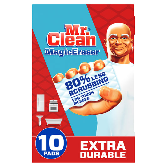 Mr. Clean Magic Eraser Extra Durable Multi-Purpose Foam Cleaning Pads with Durafoam, 10 Ct