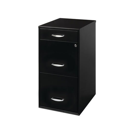 Space Solutions 3 Drawer Letter Width Vertical File Cabinet with Pencil Drawer, Black